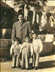 Moshe Amos with his Childern- Right- Shimon, Center- Meir, Left- Varda. In Jerusalem 1955